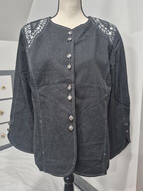 Bob Mackie Wearable Art Jean Jacket Lightweight Blazer